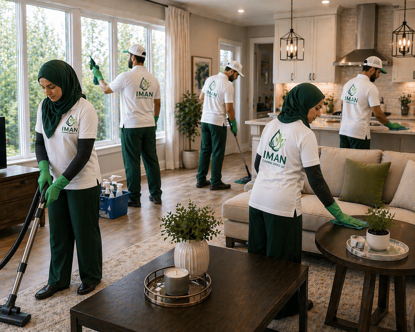 Iman Cleaning Service LLC team prepared for cleaning work in New York City